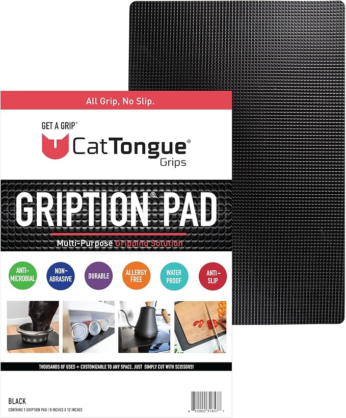 8"x12" Non-Slip Grip Pad, Non-Adhesive, Black, 1-Pk | Gription's unique non-rubber material with double-sided traction is perfect for desks, workstations & countertops