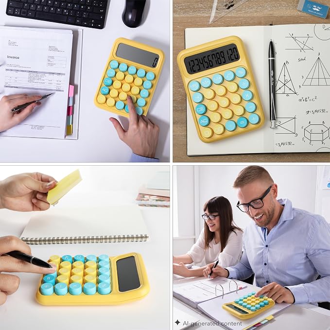 Mr. Pen- Mechanical Switch Calculator, 12 Digit Large LCD Display | Colorful with Big Buttons, Mechanical Switch Calculator for Home, School, Office