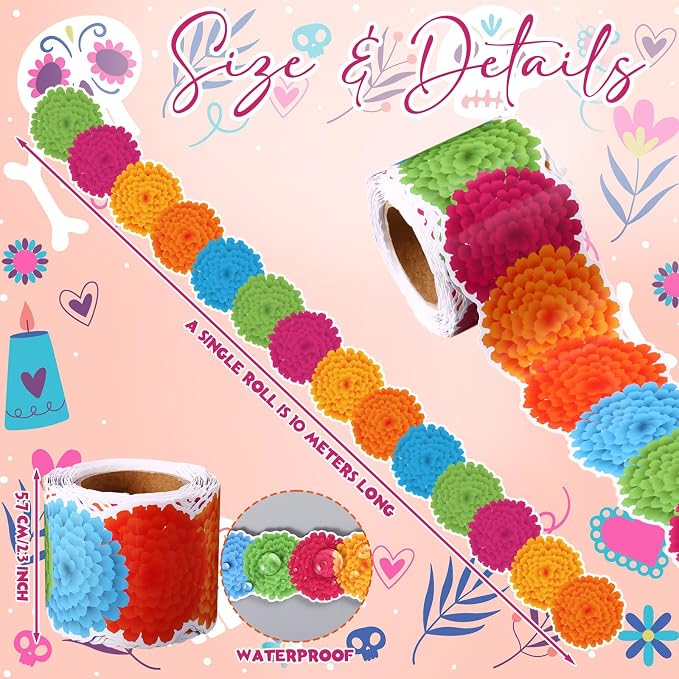 32.8 Ft Marigold Bulletin Board Borders, Multicolor Scalloped | Bright Patterns in Classrooms, Fiestas, Spanish Displays, Day of the Dead Themes, Scalloped Edges Ideal on Boards Decor