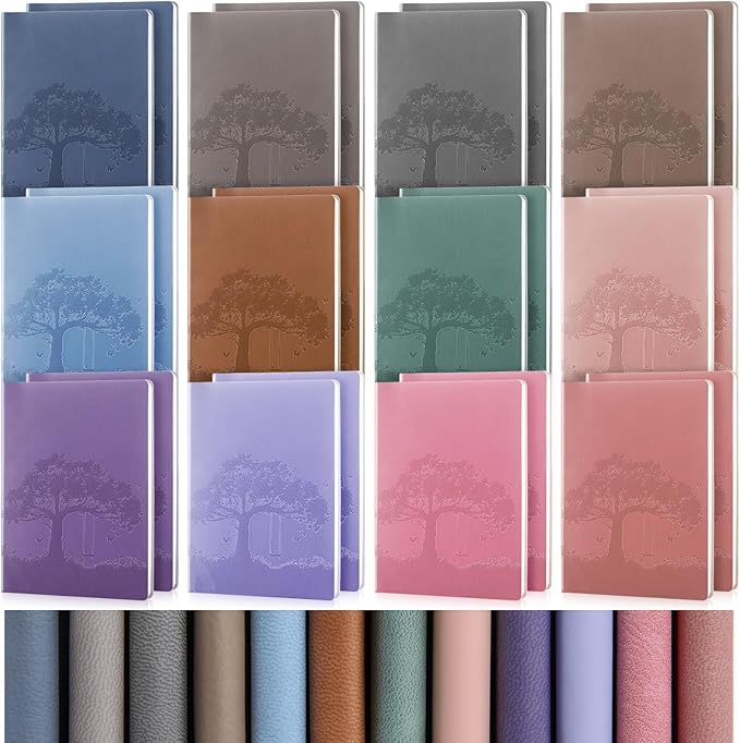 TaoBary 24 Pcs Employee Appreciation Gift A5 PU Leather Journals Bulk Colorful Tree Lined Journal Notebook Soft PU Leather Cover Ruled Writing Notebook for Office School Teacher Nurse (Classic Colors)
