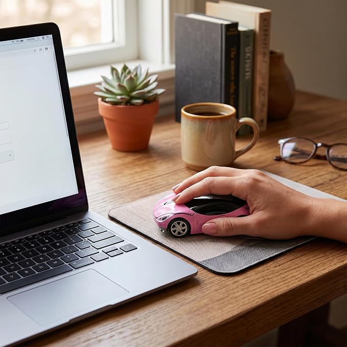 Wireless Mouse 1600DPI 2.4GHz, Slim Portable Computer Mouse with USB Receiver for Laptop PC Mac Office Home Gaming, 3-Button Ergonomic Design (Pink)