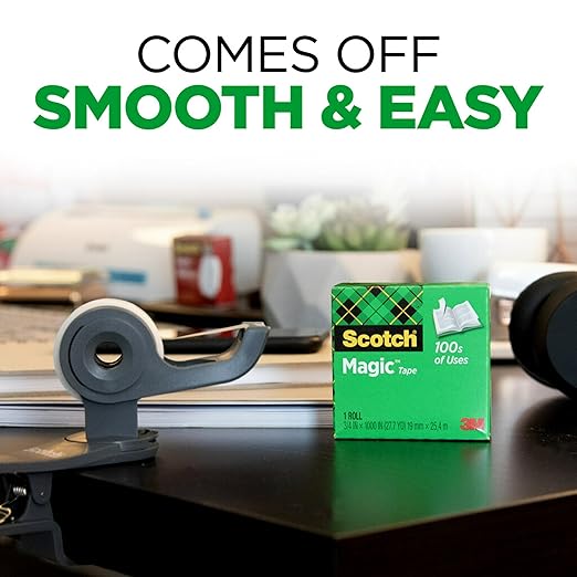 Scotch Magic Tape, 6 Rolls with Tape Dispenser, Numerous Applications, Invisible, Engineered for Repairing, 3/4 x 1000 Inches