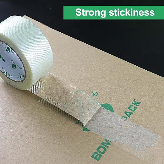 BOMEI PACK 36PACK Reinforced Packing Tape, 5.5Mil 2Inx 55Yds, Heavy Duty Filament Strapping Tape 2inch for Packing Shipping, Moving and Storage, Total 1980yds