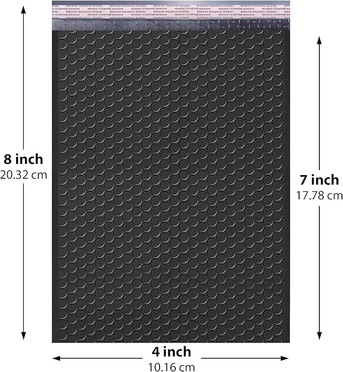 Black Small Bubble Mailers 4x8 Inch #000 | Thick Padded Poly Mailer Envelopes | Mailing Trading Card Sports Card Bubble Envelopes | Water & Tear Resistant | 1000 Pack Bulk