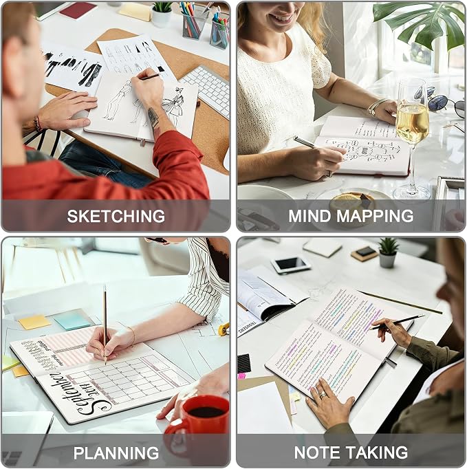 5 Pack Blank Journal, Hardcover Sketchbook, 320 Pages Blank Notebook, A5 | Cost-Effective 5 Pack 1600 Pages, 100gsm No Bleed Paper, Leather Hardcover, Lay-Flat for Sketching, Writing & Journaling