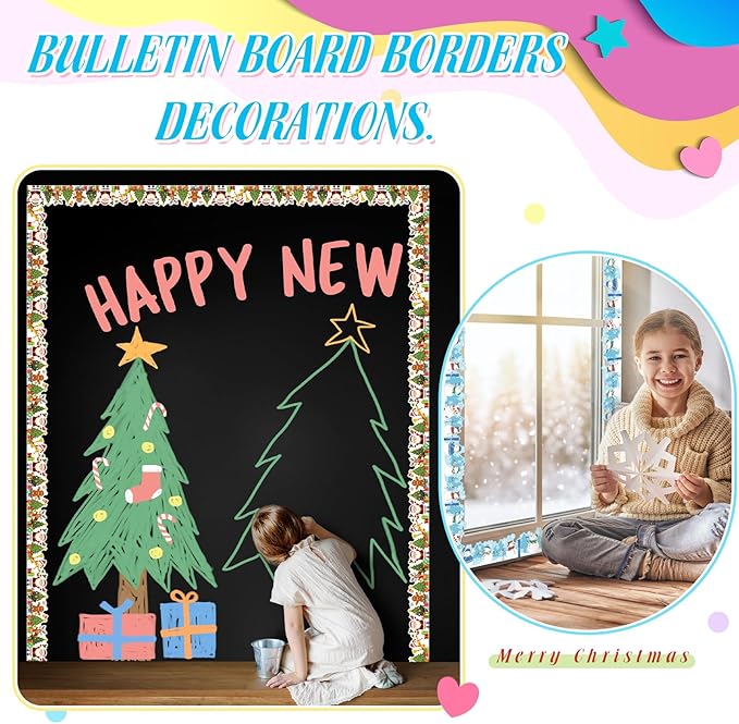 Geyee 12 Rolls 394 ft Holiday Bulletin Board Borders Seasonal Bulletin Board Decorations Easter Summer Trim for School Classroom Wall Decor