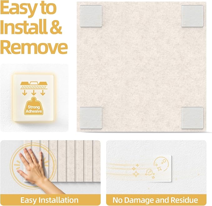 Large Cork Board for Walls 20 Pack Bulletin Board with 100 Adhesive Tabs | 48" x 60" Alternative CorkBoard for Pictures Photos, Felt Push Pin Boards Tiles for Office Classroom Wall Decor - Ivory