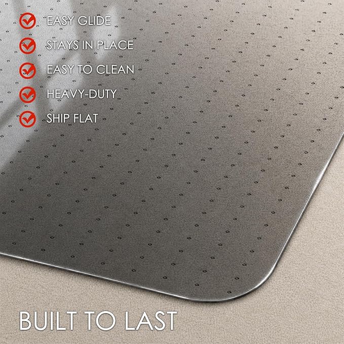Kuyal Office Chair Mat for Carpet, Set of 2, Heavy Duty Computer Chair Mat | 36''x48'', Under Desk Protector Carpeted Floors Mat, Easy Chair Movement,Ship Flat, Gray