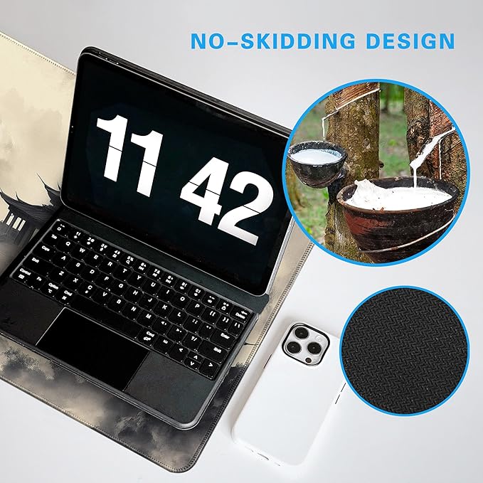 Watercolor Cherry BlossomLong Gaming Mouse Pad Extended Anime Large Desk Pad with Non-Slip Base Full Keyboard Mat with Stitched Edges for Gaming and Office 31.5 x 11.8 inches