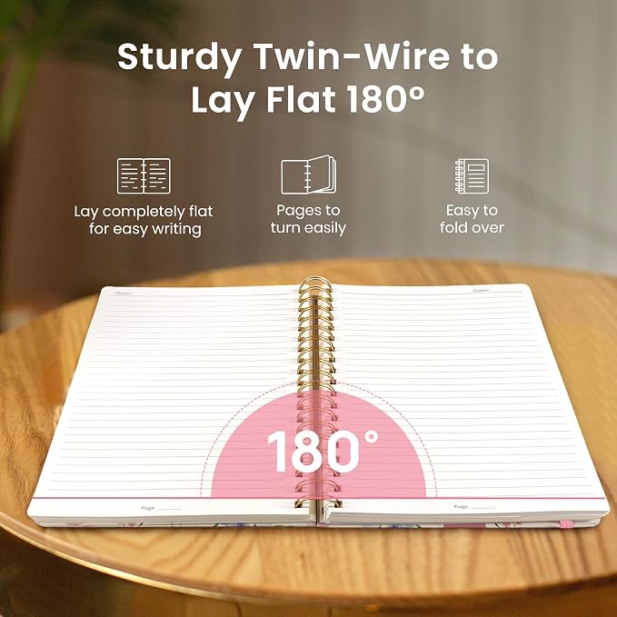 Spiral Notebook for Work Thick Hardcover Lined Journal for Note Taking | Songbird Bloom 300 Pages (7.1"x10") B5 College Ruled Journal for Women & Writing, Fit for Office Home School Supplies