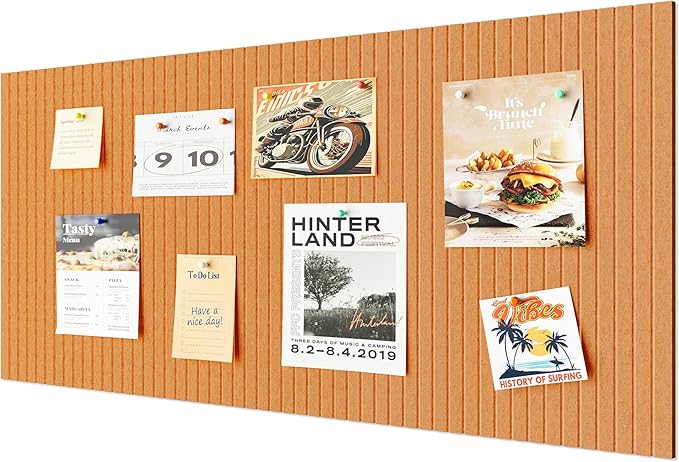 48x32 inches Large Bulletin Board, Decorative Felt Pin Board, 0.35“ Thick Foldable Photo Display Board with Self-Adhesive Tape, Vision Board for School Home Kitchen Office Walls - Coffee
