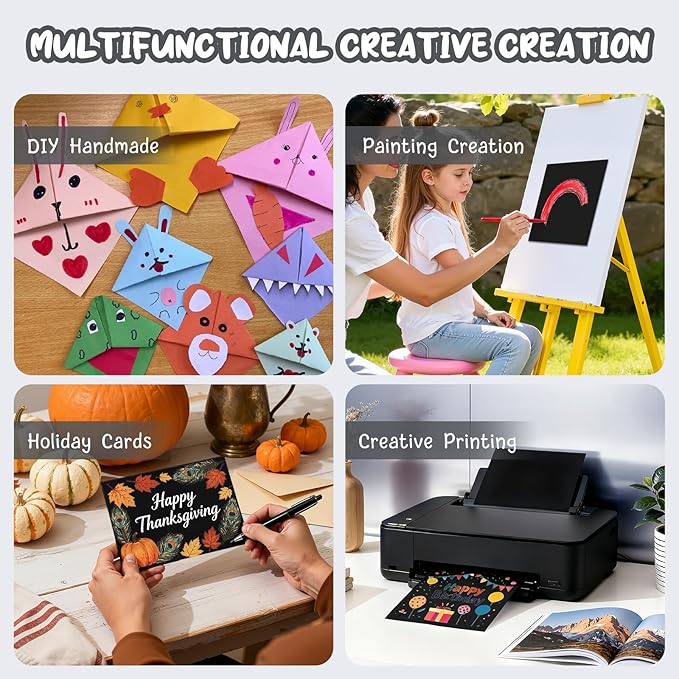 40 Sheets Black Cardstock 8.5 x 11, Thick Card Stock Paper, Cardstock Printer Paper 8.5 x 11, 200 GSM Construction Paper 8 1/2 x 11, Black Card Stock for DIY Cards, Invitations, Business Cards