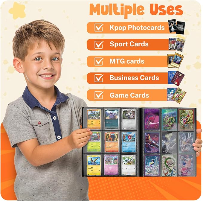 Card Binder, 9 Pocket Trading Card Album Folder,20 Pages, 360 Card Capacity Sports Card Binder, Premium Card Binders Compatible with MTG, TCG, Baseball Cards (Black)