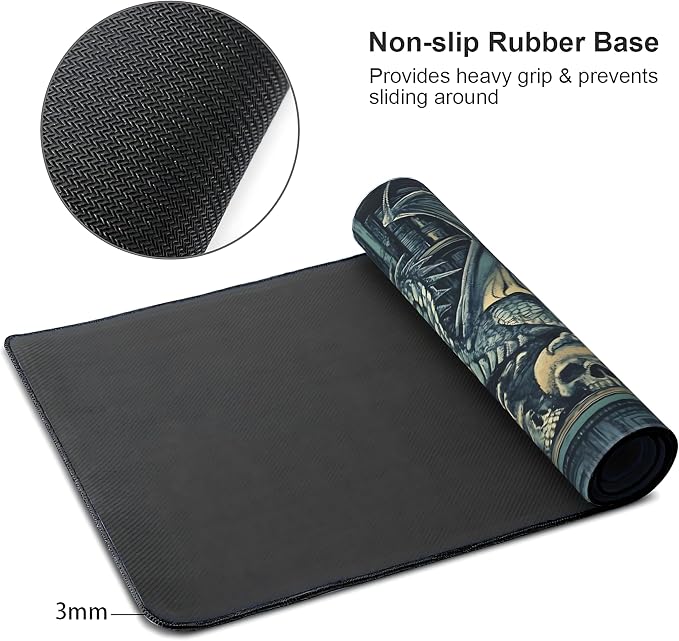 Aesthetic Dragon Gaming Mouse Pad, Deep Teal Gothic Desk Mat with Anti-Slip Base & Stitched Edges, Office Supplies & Desk Decor for Women, 35.4" x 15.7" in Home Office Essentials