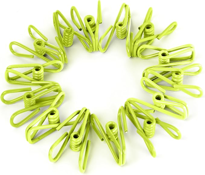 30 Pack Green Chip Bag Clips for Food - PVC 2 Inch Coated Sealer for Sealing Food - Paper Holder, Clothesline Clip for Laundry Hanging, Kitchen Bags, Multipurpose Clothes Pins