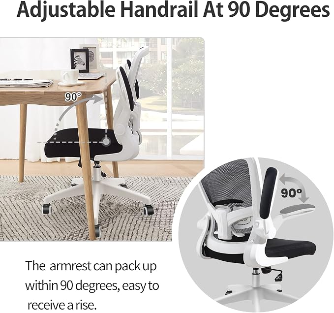 FelixKing Office Chair, Ergonomic Desk Chair with Adjustable Height and Lumbar Support Swivel Game Chair Desk Computer Chair with Flip up Armrests for Conference Room (White) | Adjustable Height, 360°Swivel, Flexible Tilt, Breathable Cushion and Fabric...