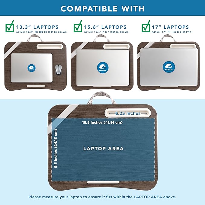LAPGEAR Designer Lap Desk 2-Pack with Storage Basket, Phone Slot & Device Ledge – Hummingbird Toile – Fits Laptops up to 15.6" – Style No. 70413