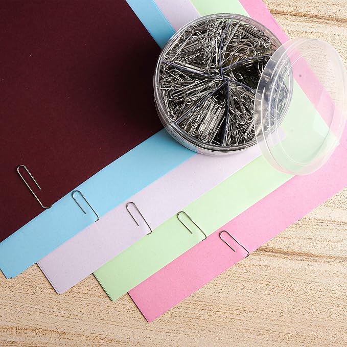 650 PCS Paper Clips Assorted Sizes, Small Medium and Large (1.1", 1.3" & 2"), Paperclips for Office, School, Home Supplies-Silver | (1.1", 1.3" & 2"), Paperclips for Office, School, Home Supplies-Silver