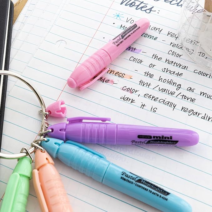 BAZIC PRODUCTS Mini Highlighter – Pastel Color Assorted Chisel Tip Highlighter Set, Desk Style Highlighter Pen for Office, School, and Study Use, Smooth Marking, (5/Pack), 24-Packs