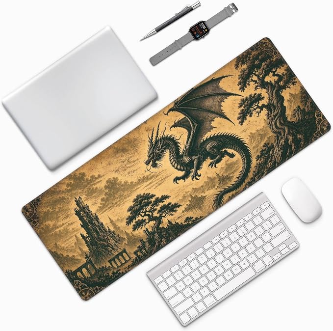 Dragon Mouse Pad XL Large Mousepad Non Slip Rubber Base Desk Mat for Laptop Computer Gaming 31.5" X 12"