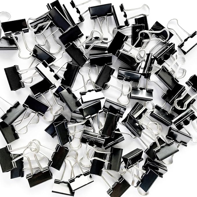 96 Pack (19mm) Mini Binder Clips 3/4-Inch Small Black Paper Clamps for Office Supplies