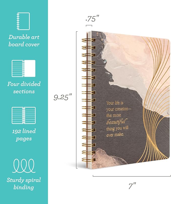 Compendium Spiral Notebook - Your life is your creation... — A Designer Spiral Notebook with 192 Lined Pages, College Ruled, 7.0”W x 9.25”H