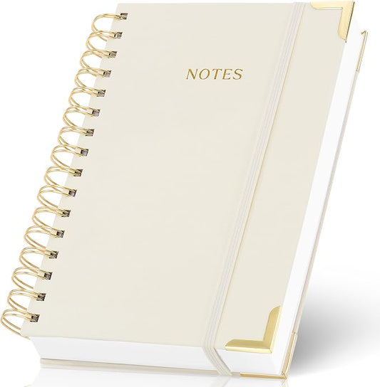 Aesthetic Thick Spiral Notebook Journal For Women in A5 Format - Modern Linen Hardcover College Ruled Note Book With 220 Lined Pages - Perfect For Writing And Staying Organized at Work or Schoo