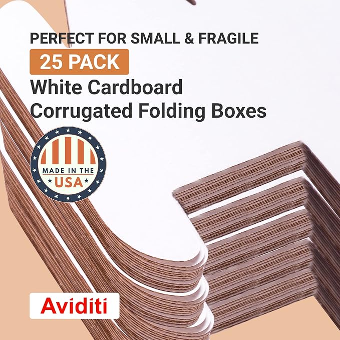 BOX USA 181212W Corrugated Cardboard Box 18" L x 12" W x 12" H, White, For Shipping, Packing and Moving (Pack of 25)