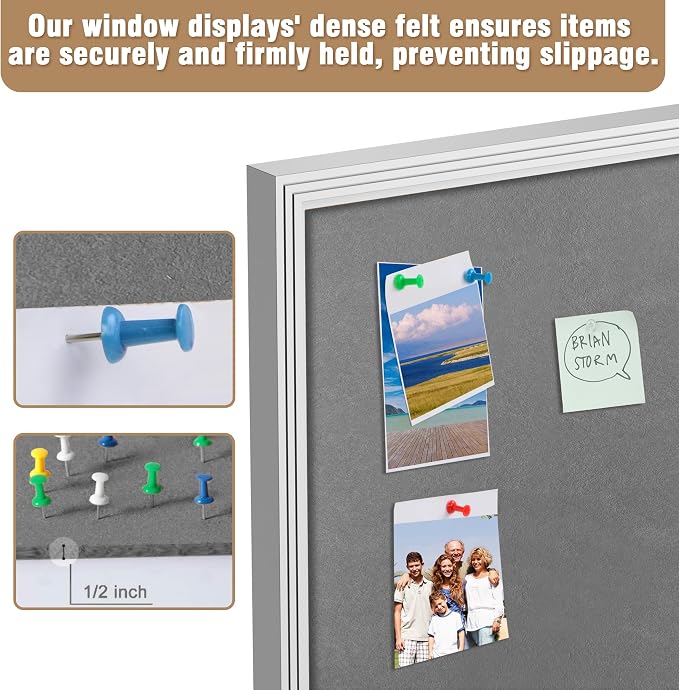 Mifuro 70"x34" Enclosed Bulletin Board, Outdoor Lockable Weather-Resistant Aluminum Cork Noticeboard for School & Office, Silver Frame w/Grey Flet