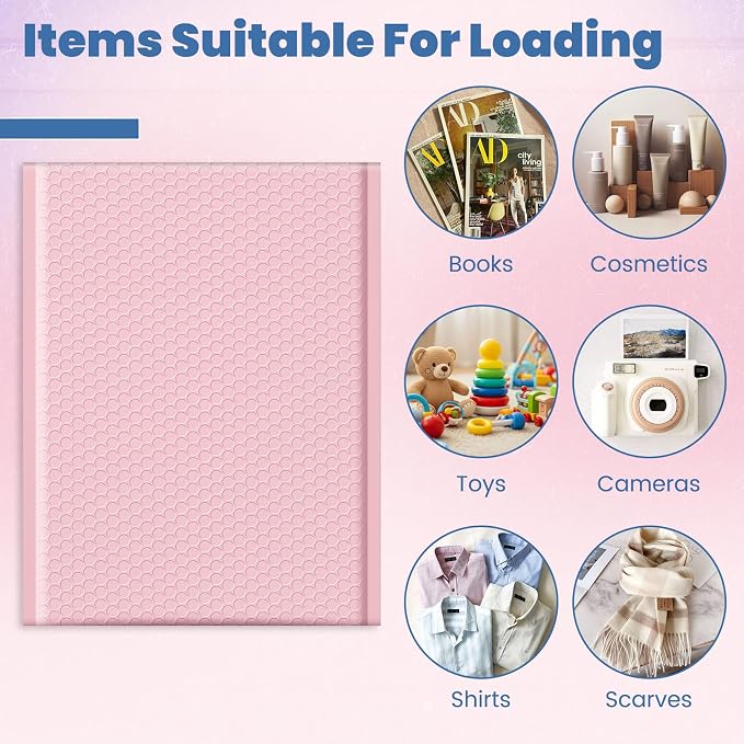 Fuxury Bubble Mailers 10x13 Inch Light Pink 25 Pack Opaque Padded Envelopes | for Clothing, Books, Makeup & Accessories, Self Seal Shipping Bags for Small Business