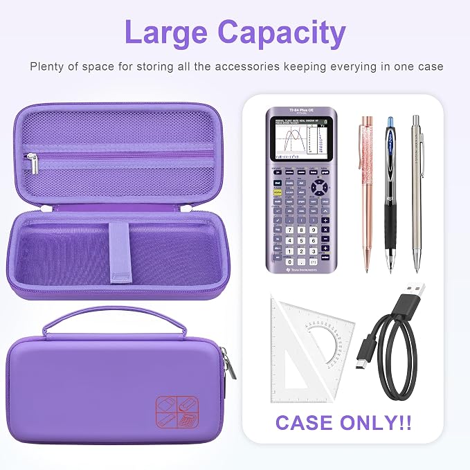 BOVKE Case for TI-84 Plus CE/TI-84 Evo/TI-84 Plus/TI-83 Plus/CE Calculator | Texas Instruments TI-84 Plus CE/TI-84 Evo/TI-84 Plus/TI-83 Plus Color Graphing Calculator Shockproof Carrying Case, Purple