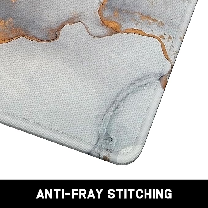 Mouse Pad, Minimalism Marble Style Computer Pad, Anti-Slip Rubber Mouse Mat with Stitched Edges for Gaming, Office, Laptop, PC, Women, 9" x 8" Thick 3 mm, Gray Gold Marble