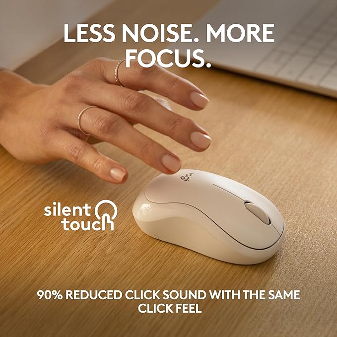 Logitech M240 Silent Bluetooth Mouse, Wireless, Compact, Portable, Smooth Tracking, 18-Month Battery, for Windows, macOS, ChromeOS, Compatible with PC, Mac, Laptop, Tablets - Off White
