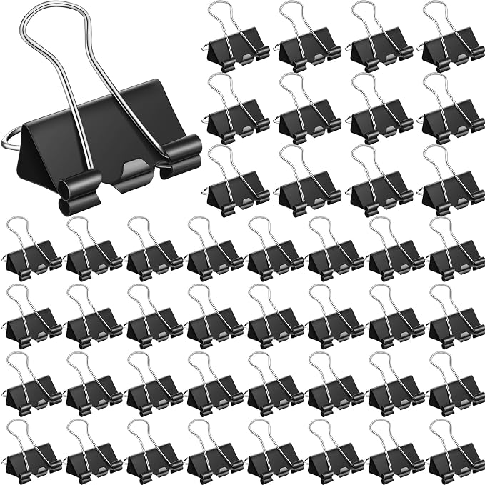 Jetec 100 Pcs Black 1 Inch Binder Clip Paper Clamp Metal Paper Clip | for Teachers Students Classroom Business Office and School Office Supplies