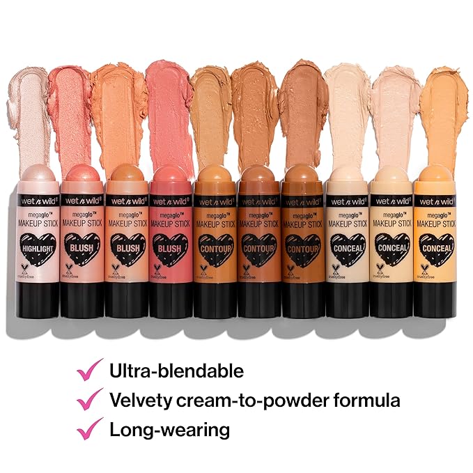 wet n wild MegaGlo Makeup Stick, Buildable Color, Versatile Use, Cruelty-Free & Vegan - Nude For Thought