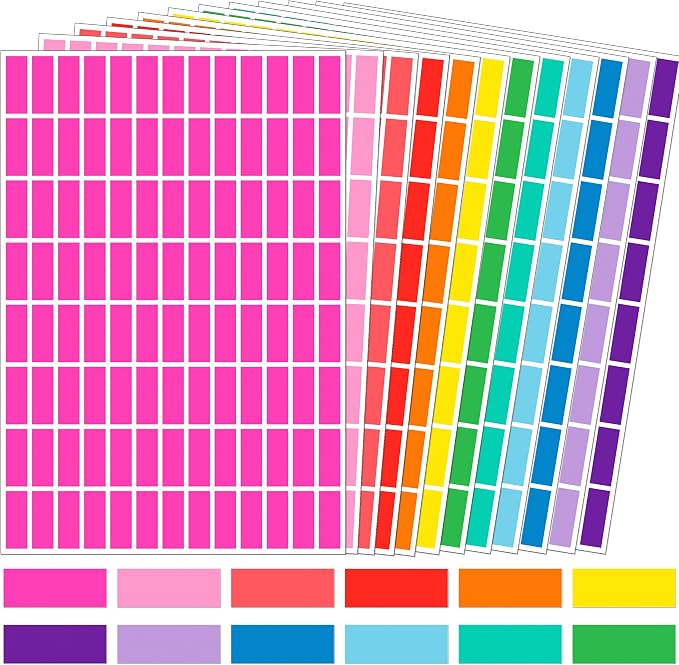 Colored Sticker Labels,12 Colors,1" x 3/8" Color Coding Labels-4992 PCS | YSHIHE Small Label, 1inch x 3/8inch Adhesive Writeable Surface for Classroom, Offices Labeling & Home Organization