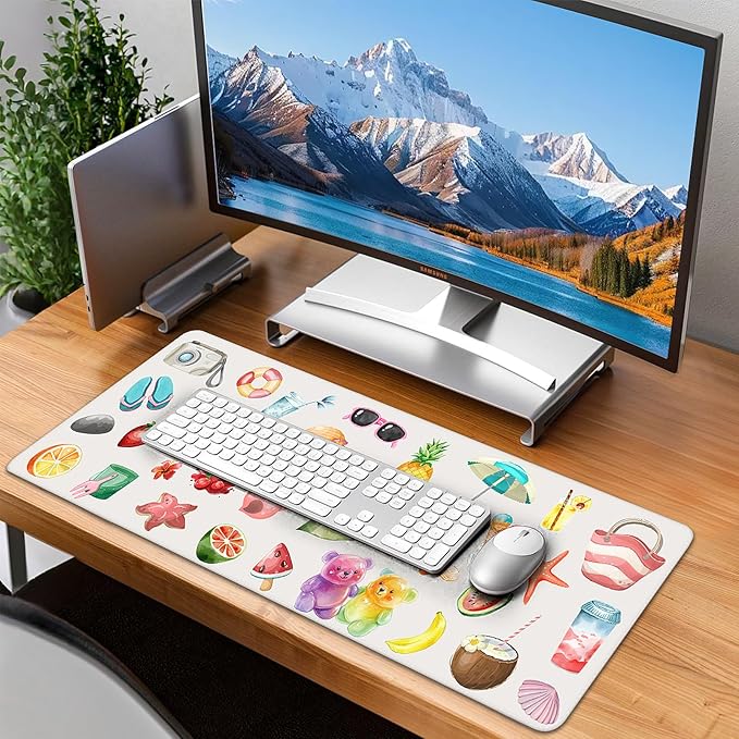 Mouse Pad Gaming - Desk Mat for Keyboard and Mouse - Watercolor Stickers Large Mouse Pads for Desk, Gaming Mousepad with Non-Slip Base, Desks Pad (31.5" X 11.8") for Game, Office and Home