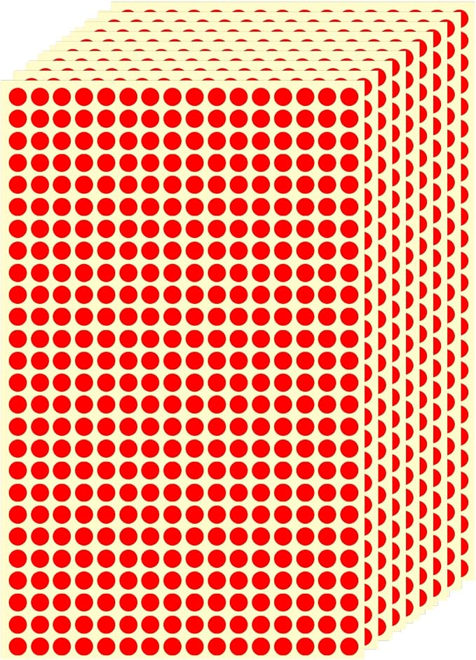 6240 PCS Small Dot Stickers 1/4" Round Circle Stickers Tiny Red Color Coding Labels Mini Sticker Strong Adhesion for Office, Home, Classroom (Red, 1/4" (6 mm))