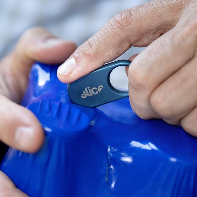 Slice Slicer Pro Box Cutter | Ceramic Keychain Knife and Heavy Duty Micro Cutter | Lasts 11x Longer than Metal | Titanium Blue