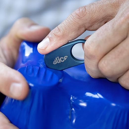 Slice Slicer Pro Box Cutter | Ceramic Keychain Knife and Heavy Duty Micro Cutter | Lasts 11x Longer than Metal | Titanium Blue