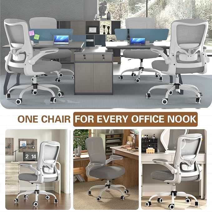 Ergonomic Office Chair for Long Hours, Adjustable Padded Lumbar Support for Lower Back Relief, 330 lb Capacity, Comfortable Computer Desk Chair for Home Office, Work & Study