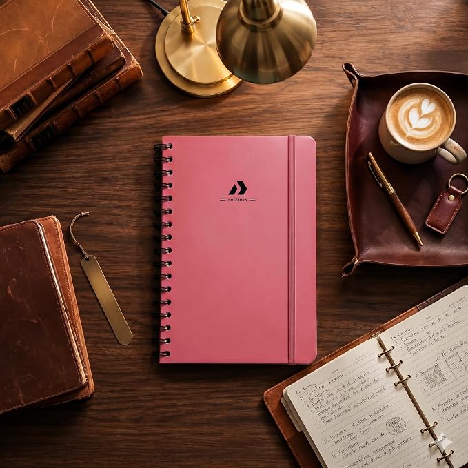 Nextnoid A5 Lined Spiral Notebook - 170 Pages, College Ruled, Blush Pink | Hardcover Notebook for Everyday Writing, A5 Size (5.8" x 8.3") Journal for Work and School, Daily Journaling and Notetaking