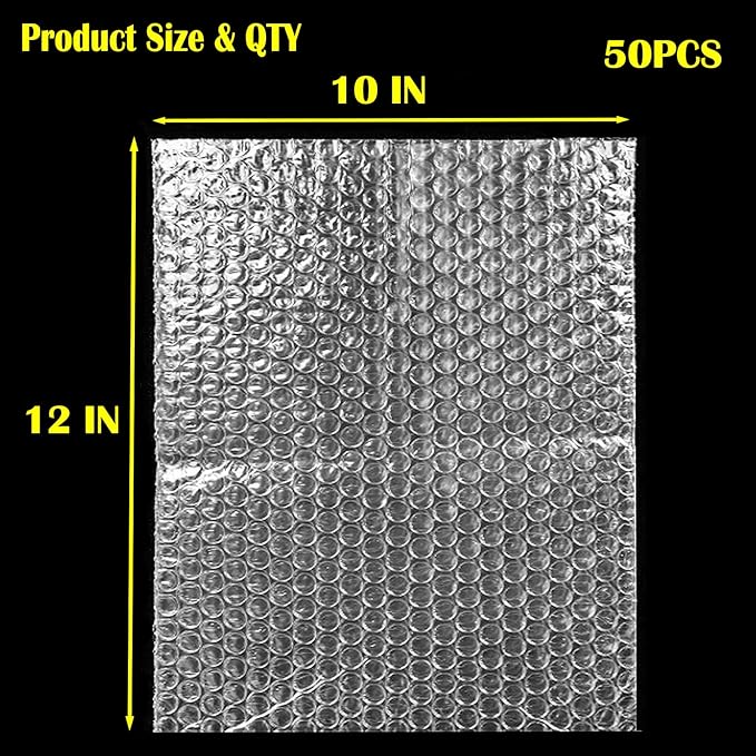 50PCS 10x12 Inch Bubble Pouch Wraps, Clear Bubble Out Bags for Packing, Double Walled Shockproof Foam Cushioning Bags for Moving and Shipping Fragile Item