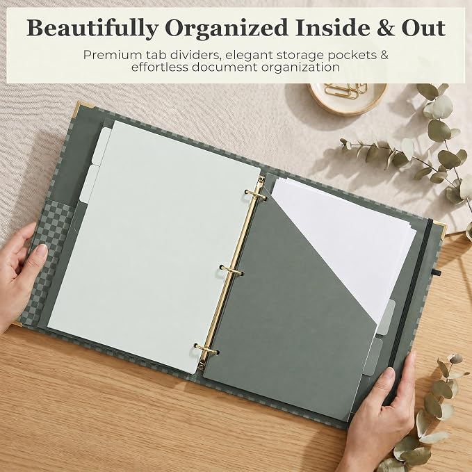 Aesthetic Clipboard Binder with Dividers - 3 Ring Organizer for Work | Sturdy Document Organizer, Clipboard Folder and Planner Folio for Streamlined School Projects, Notes and Office Productivity