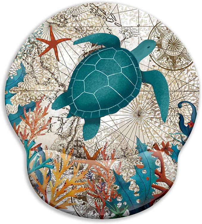 Blusabaca Ergonomic Mouse Pad with Wrist Rest, Sea Turtle Mouse Pads Wrist Support for Desk, Cute Gaming Mousepad for Wireless Mouse Laptop Computer Work Home Desk Accessories Office Supplies Decor
