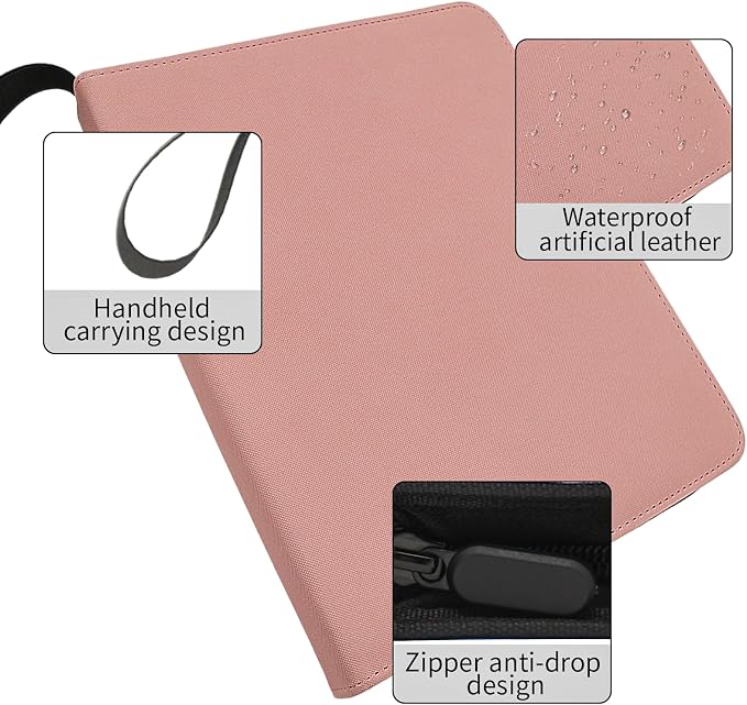 Card Binder – 720 Capacity, Zippered Trading Card Holder for MTG, Sports & Collectible Cards – Acid-Free, Durable & Travel-Friendly Storage (Pink dots, 9 Pocke)