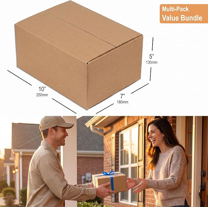 BOARDS+ Sturdy Cardboard Shipping Boxes 10x7x5 (45 Pack), Medium Mailing Boxes For Small Business for Packing, Moving and Storage