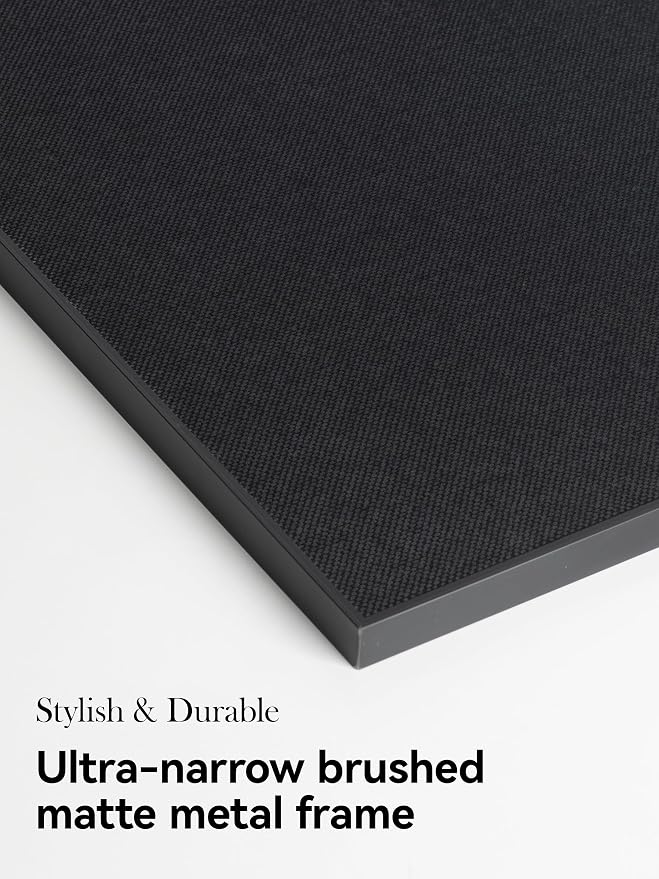Cork Board White Board Combo | 24"X18" Linen Bulletin Board Whiteboard for Wall, Magnetic Dry Erase Corkboard for Home, Office, School, Black