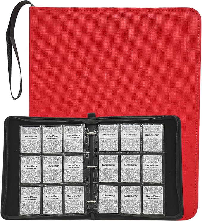 Card Binder – 720 Capacity, Zippered Trading Card Holder for MTG, Sports & Collectible Cards – Acid-Free, Durable & Travel-Friendly Storage (Red dots, 9 Pocket)