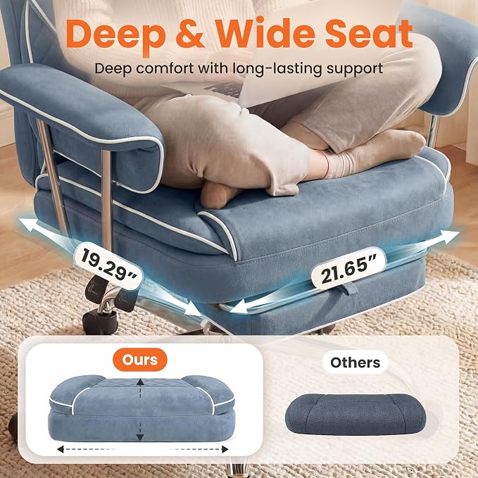 NEO CHAIR Big & Tall Leather Office Chair, High Back, Lumbar Support, Blue | Gaming Chair for Adults and Computer Use, Reclining Office Chair with Foot Rest, Massage, Comfy Design and Heavy Duty Support